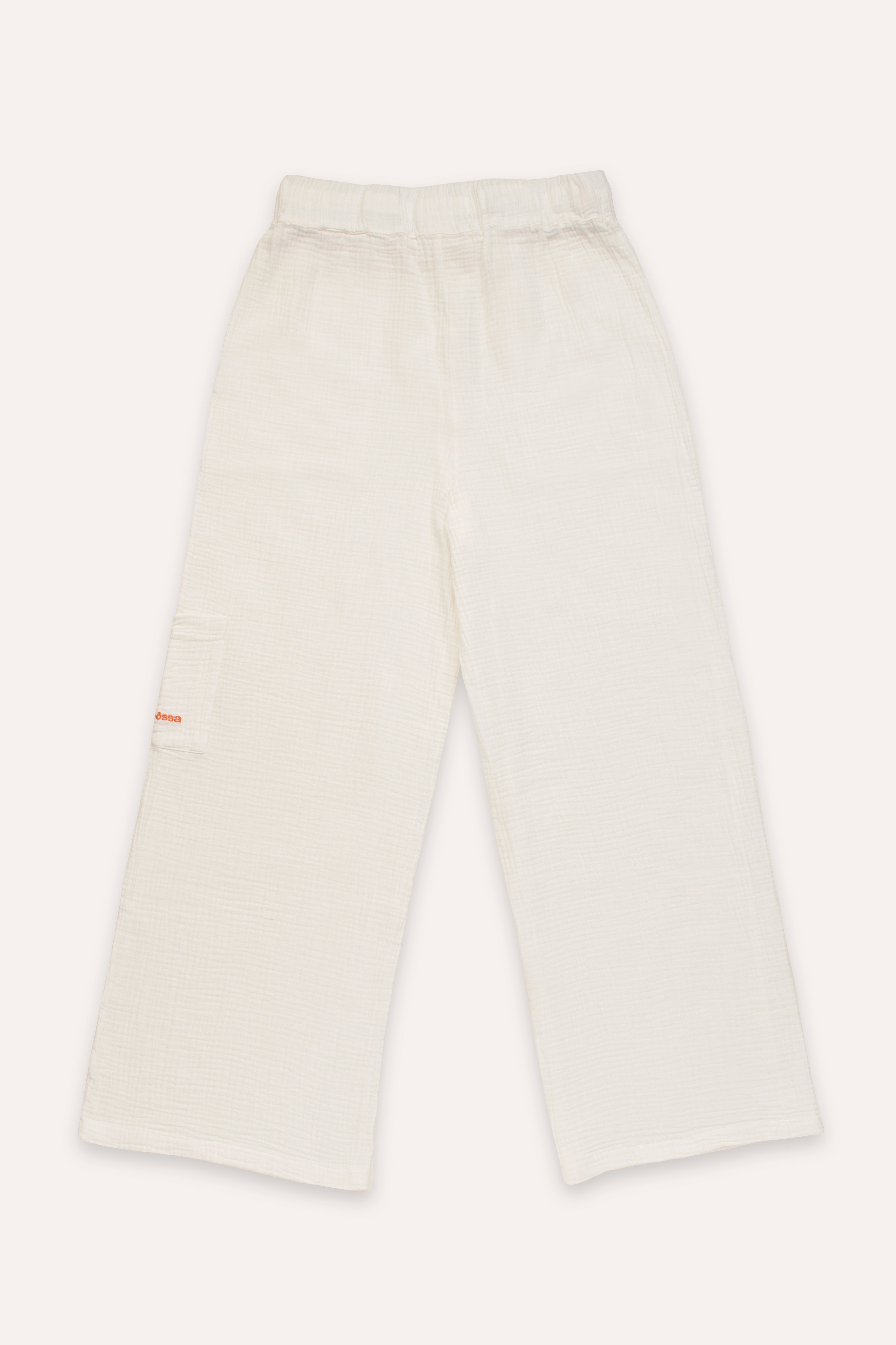 White pants on a white background