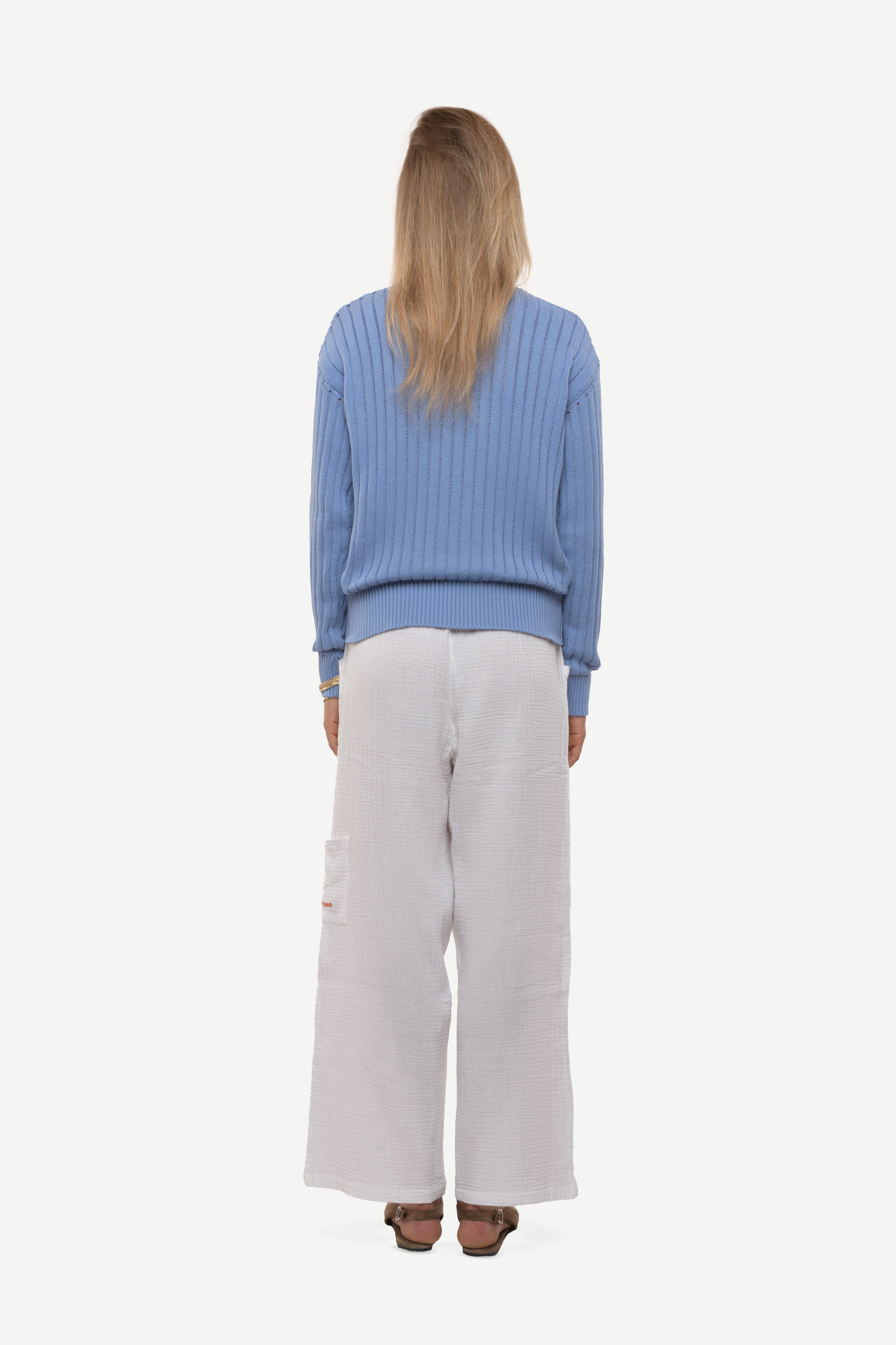 Calobra Open Knit Blue Sweater