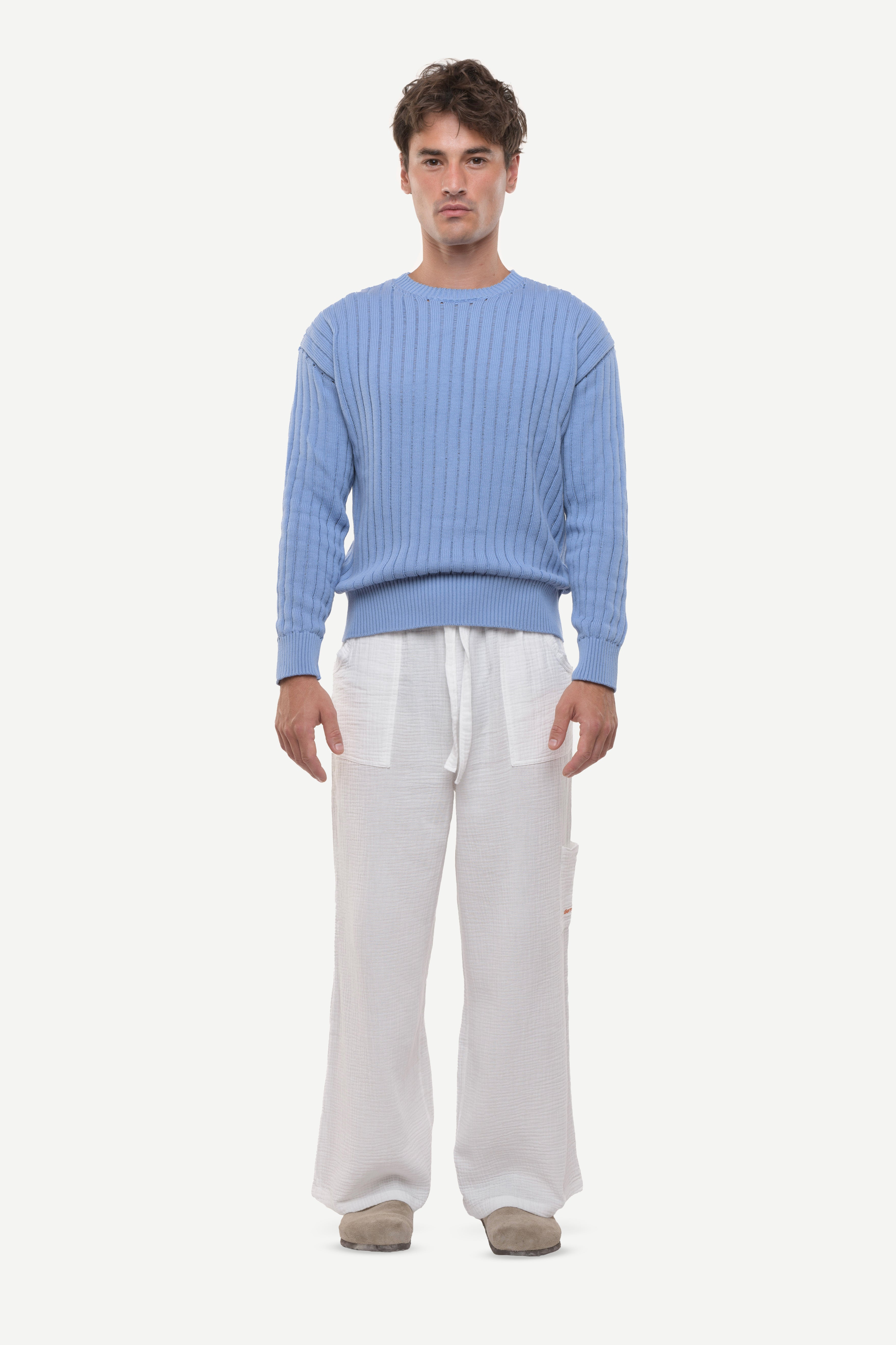 Calobra Open Knit Blue Sweater