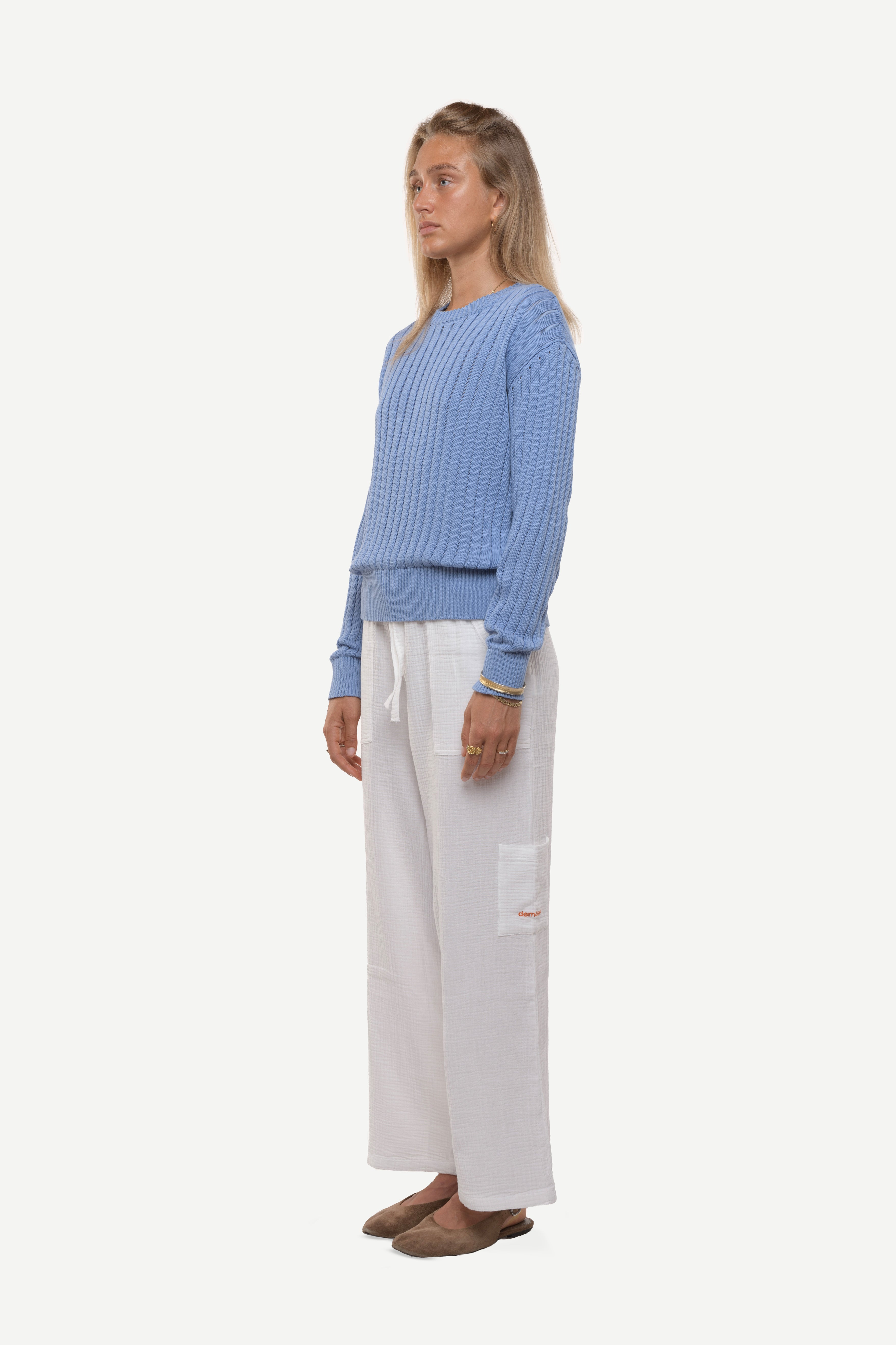 Calobra Open Knit Blue Sweater