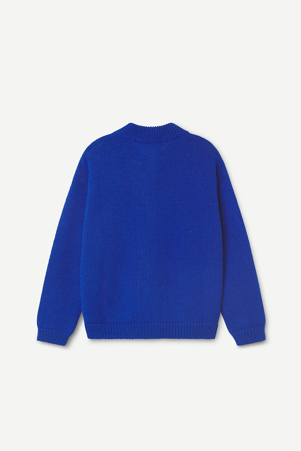 Blue sweater on a light gray background
