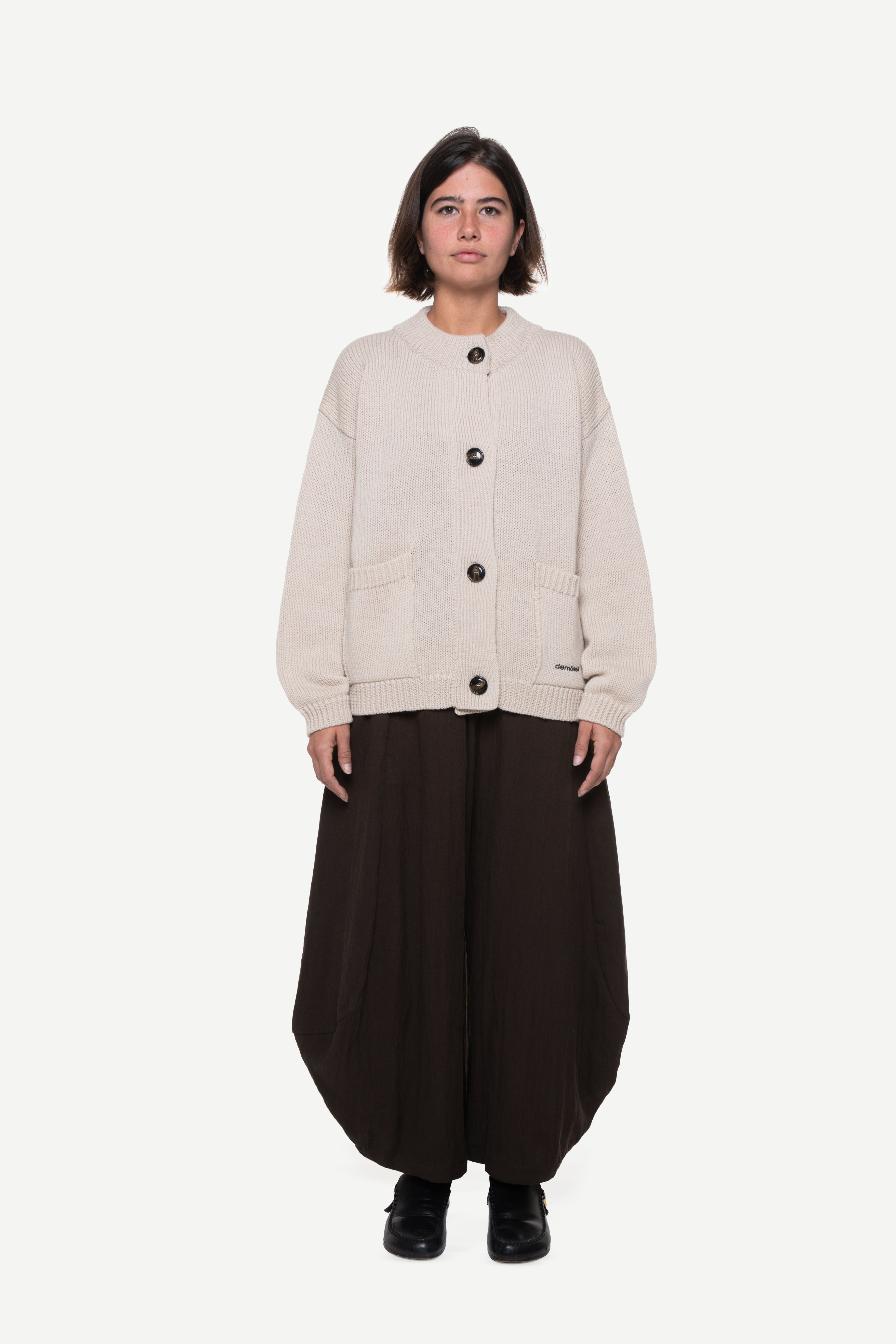 Creta Beige Wool Cardigan