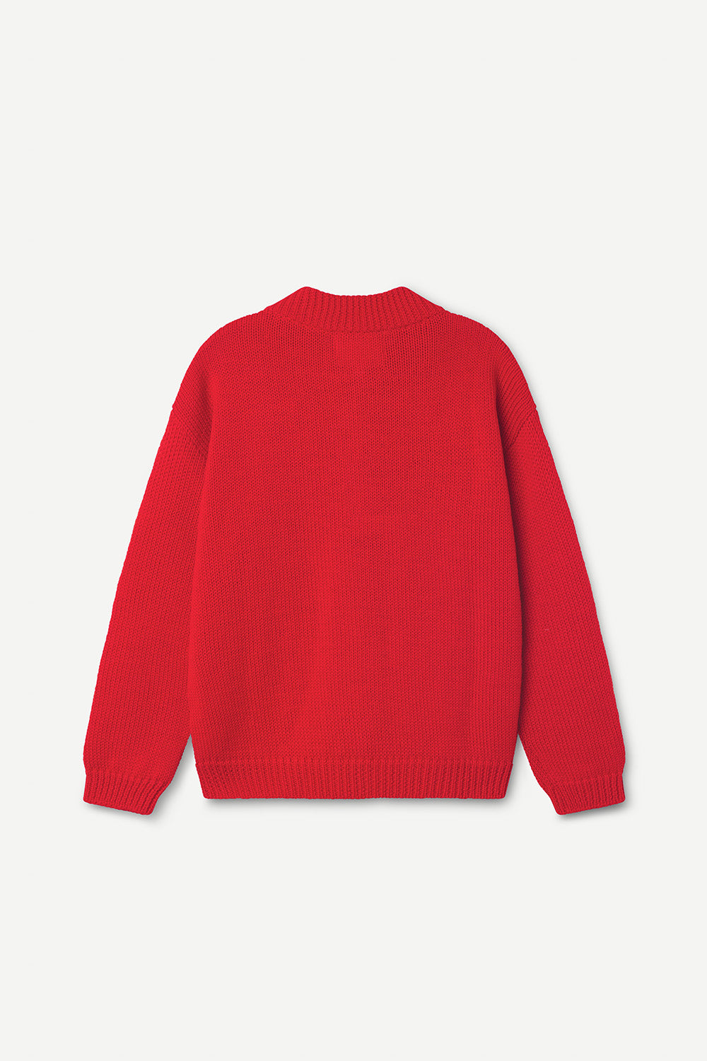 Red sweater on a light gray background