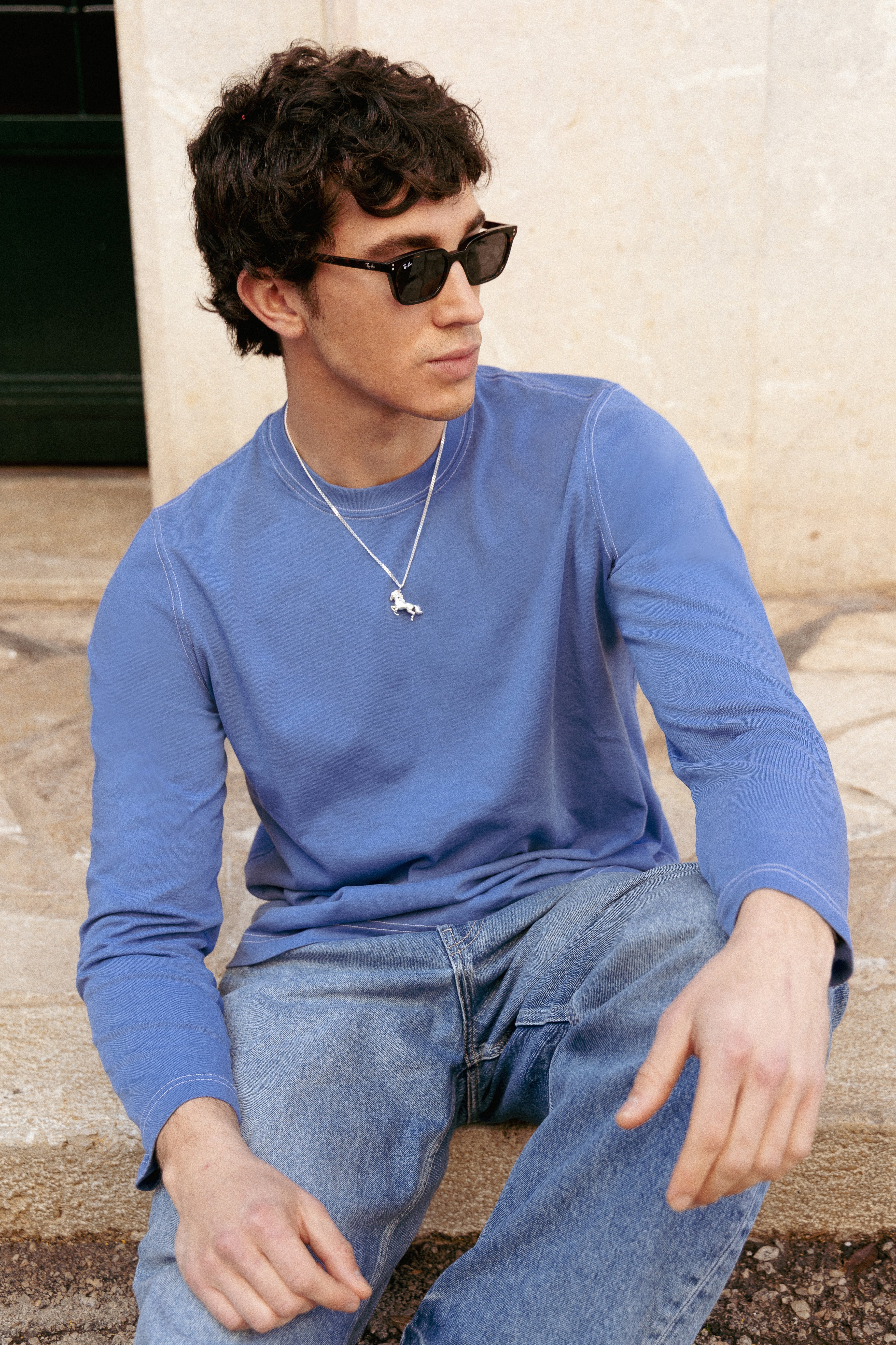 Matthew Blue Long-Sleeved T-Shirt