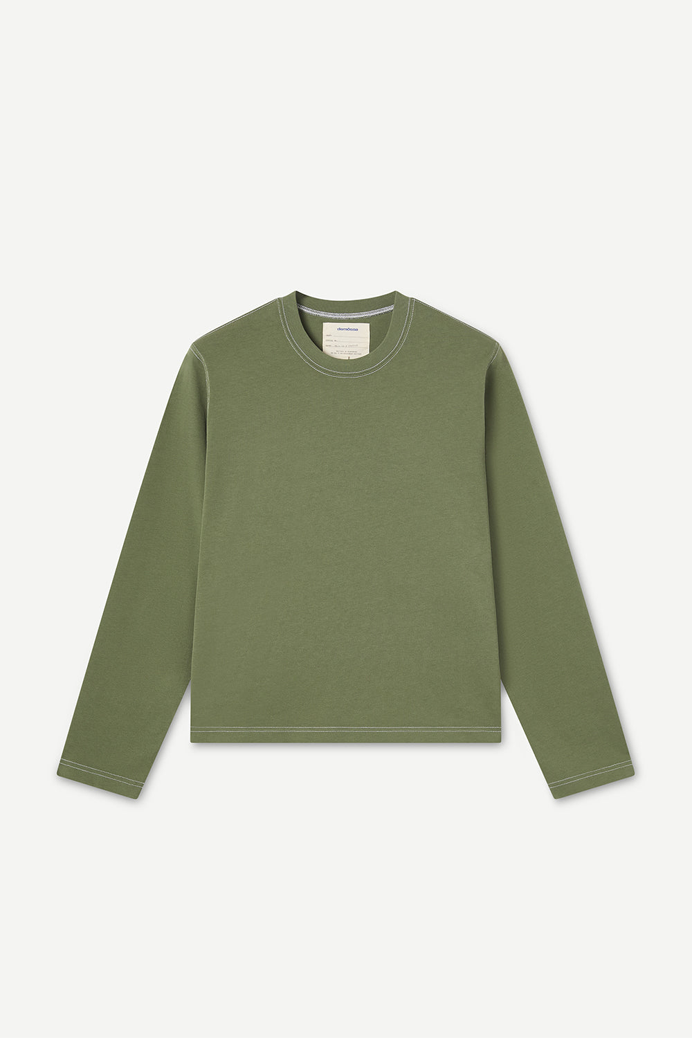 Green long-sleeve shirt on a white background