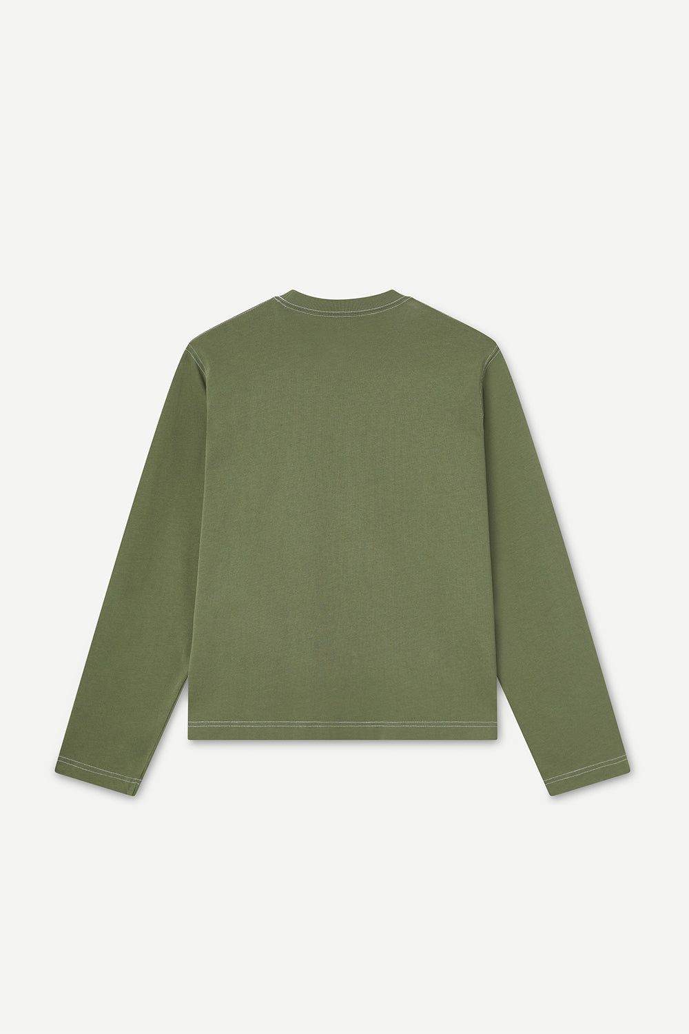 Green long-sleeve shirt on a white background