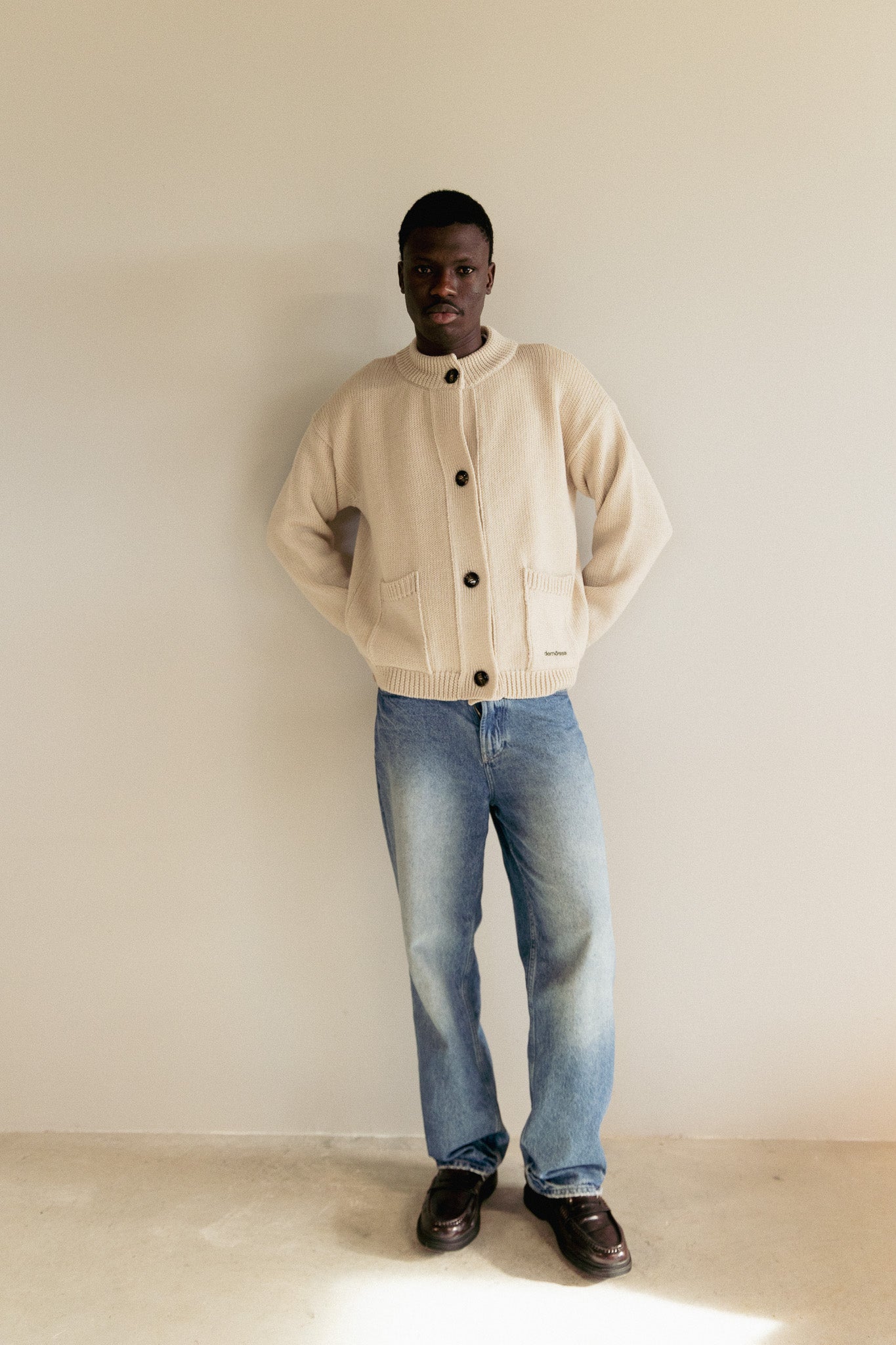 Creta Beige Wool Cardigan