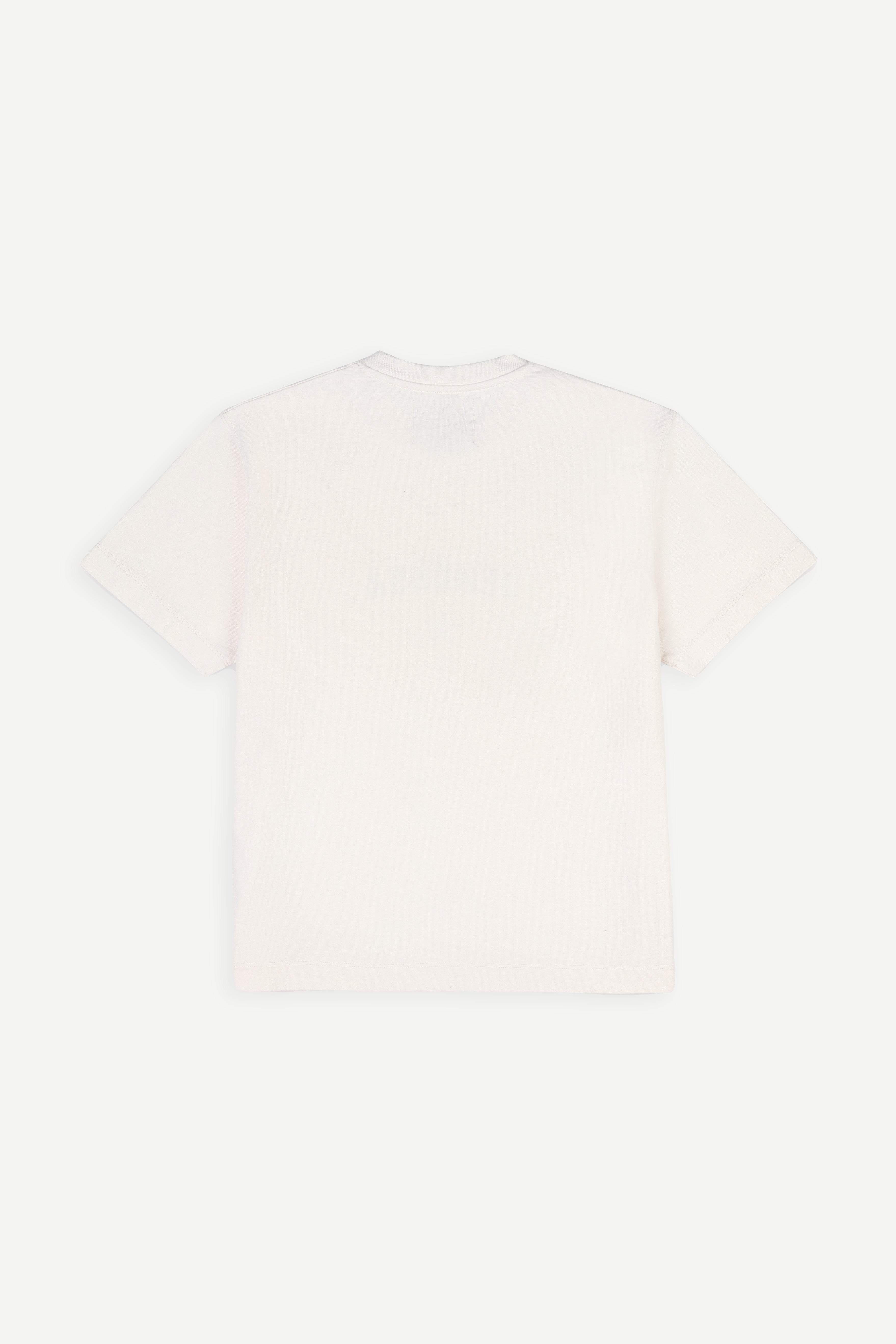 Back side of white t-shirt on a white background