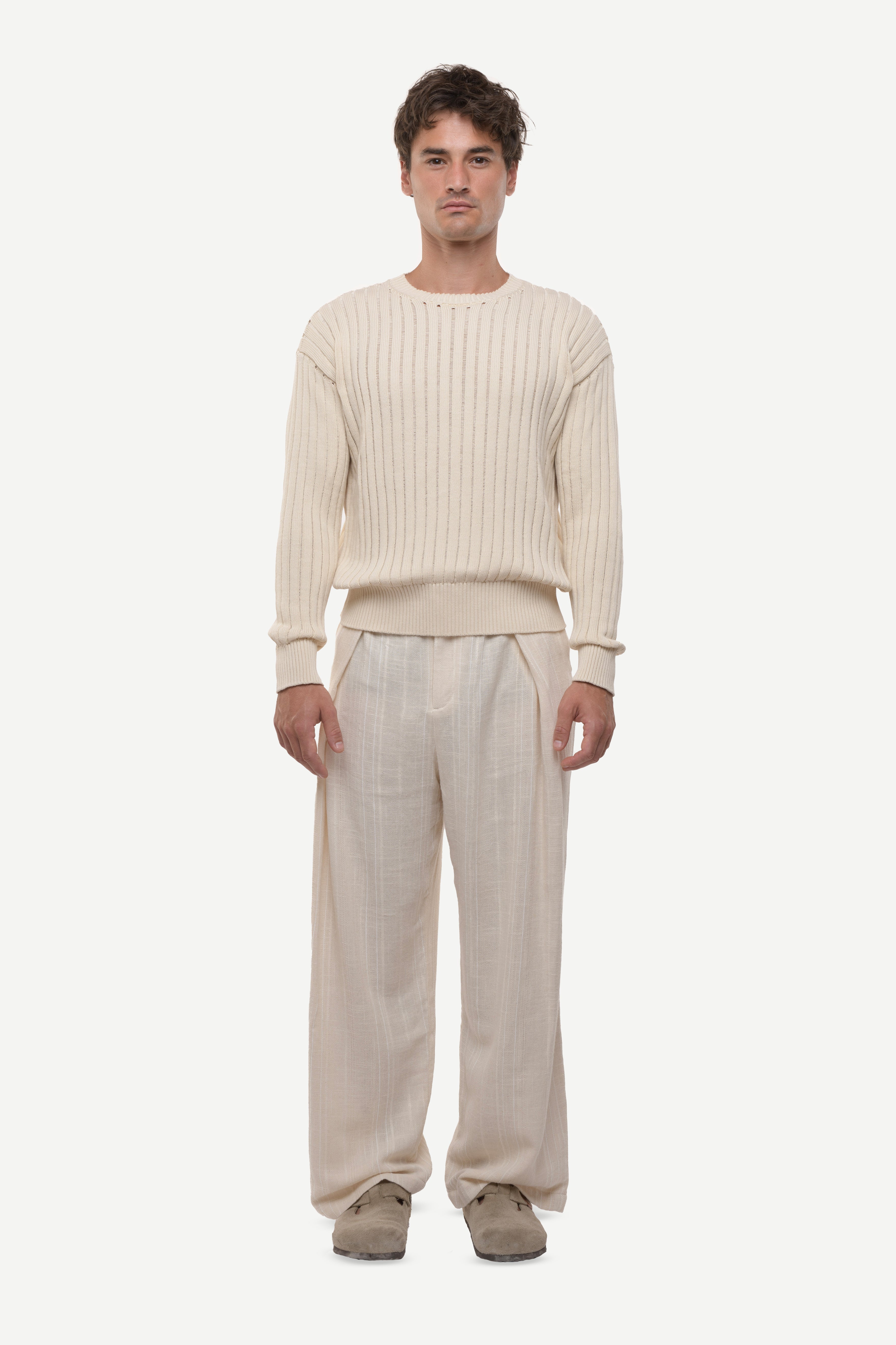 Calobra Open Knit Beige Sweater