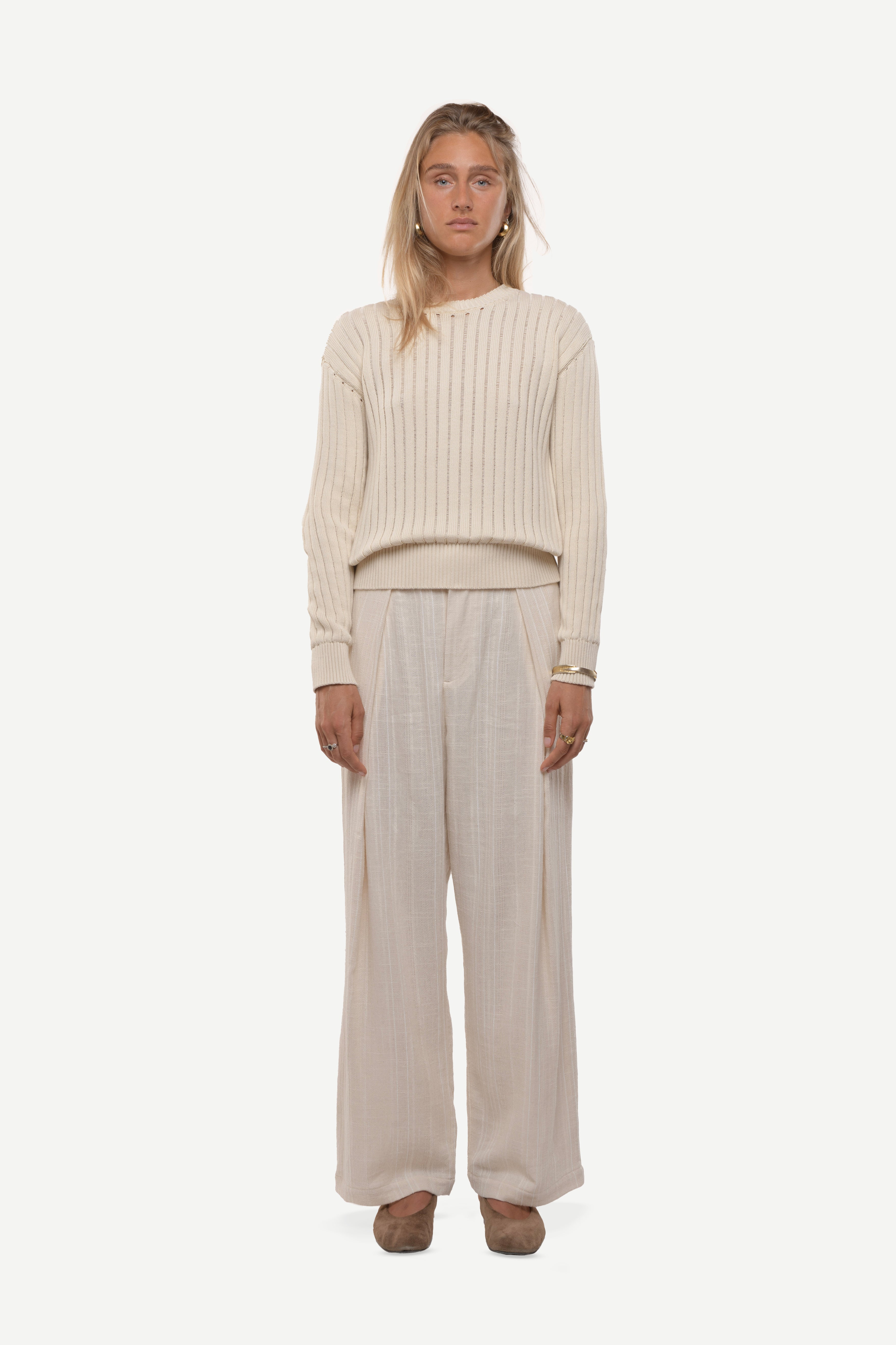 Calobra Open Knit Beige Sweater