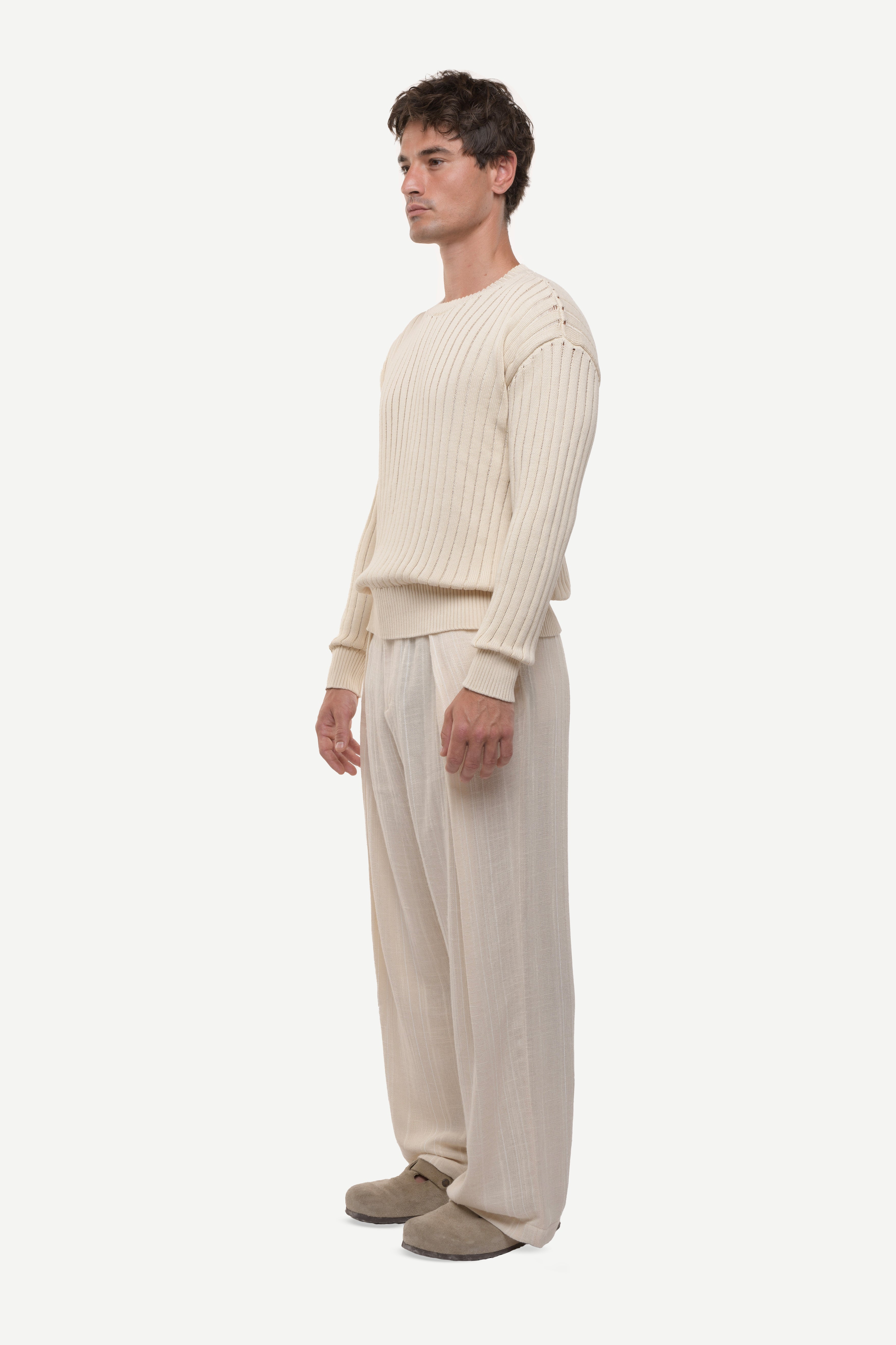 Calobra Open Knit Beige Sweater