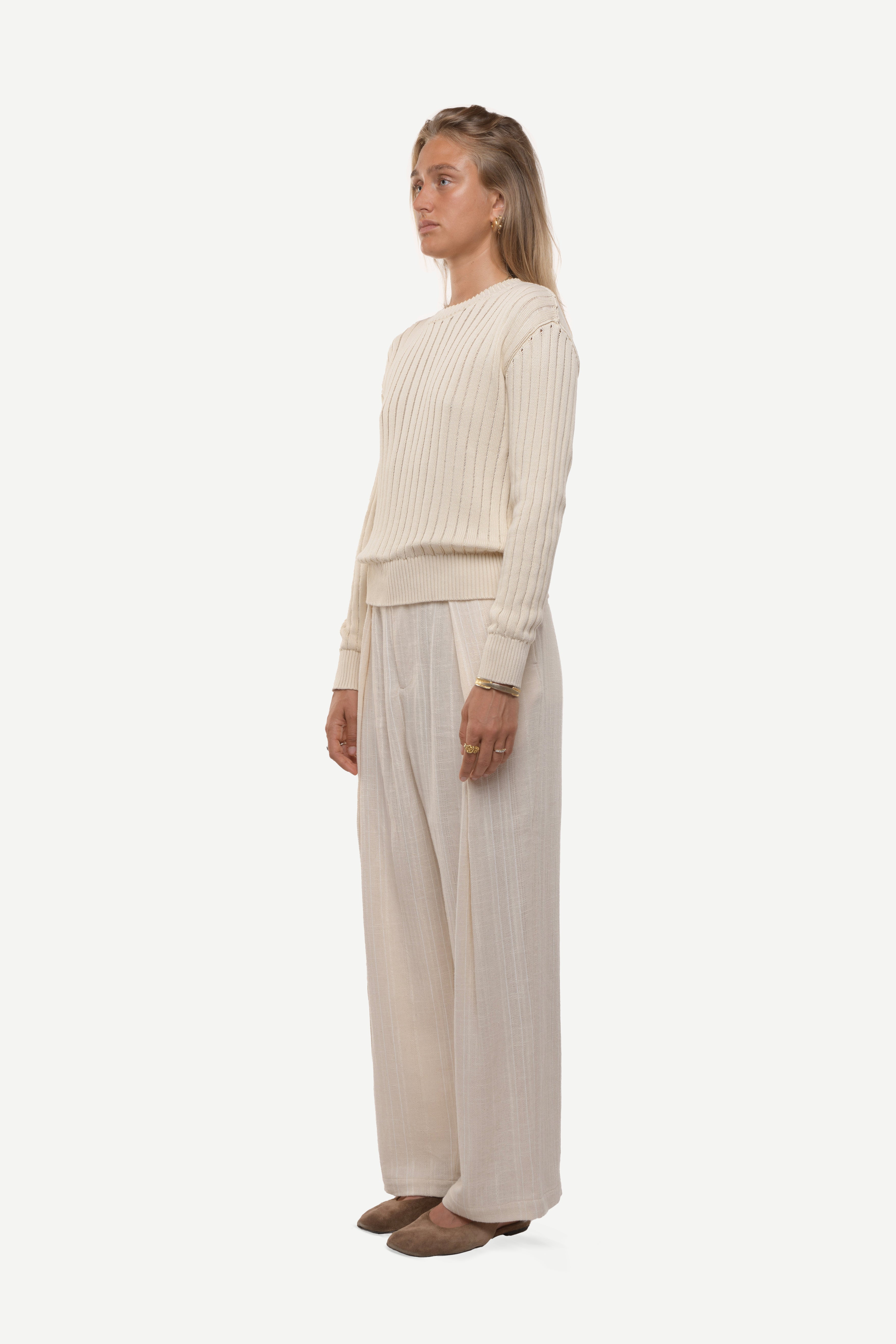 Calobra Open Knit Beige Sweater
