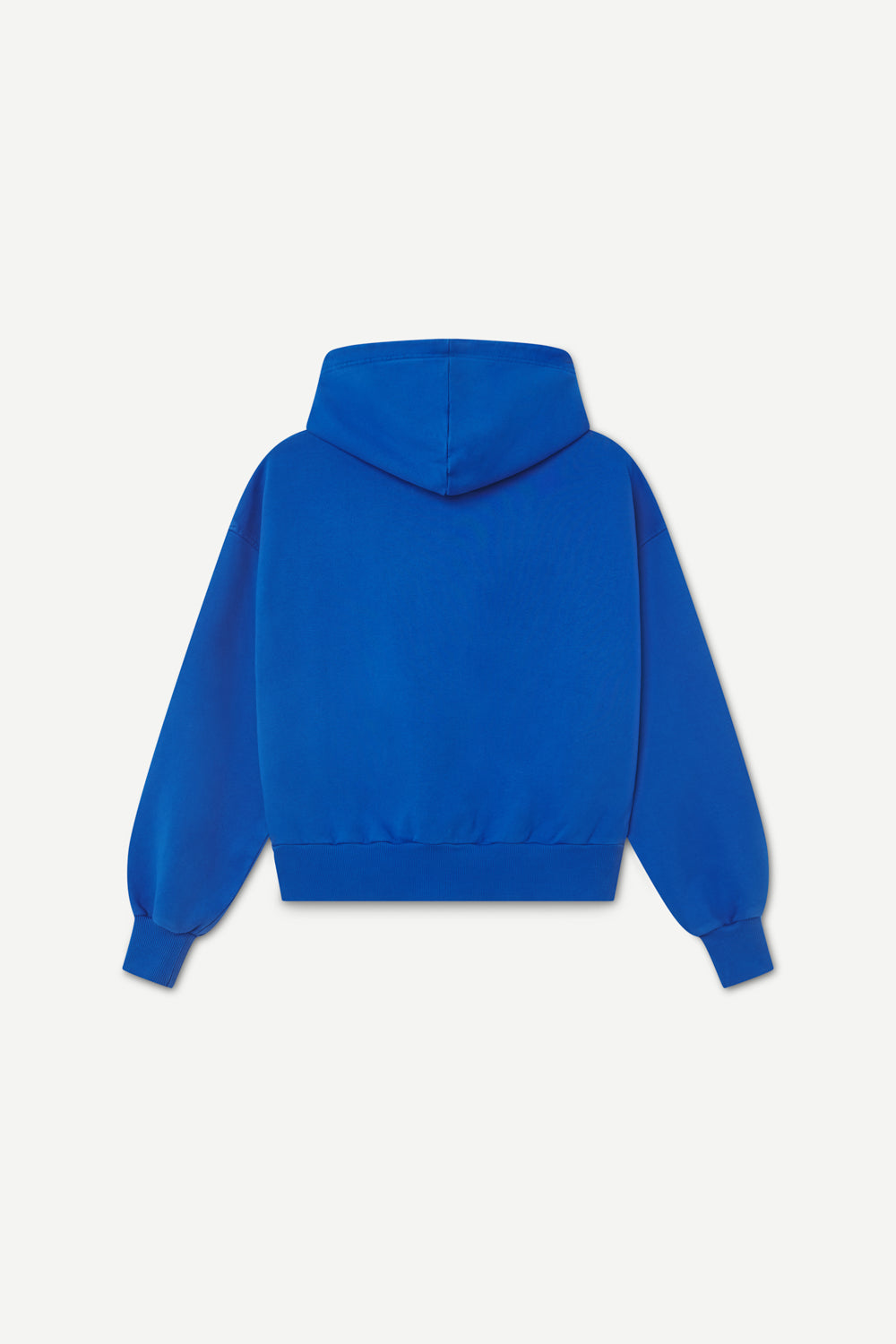 Blue hoodie on a light gray background
