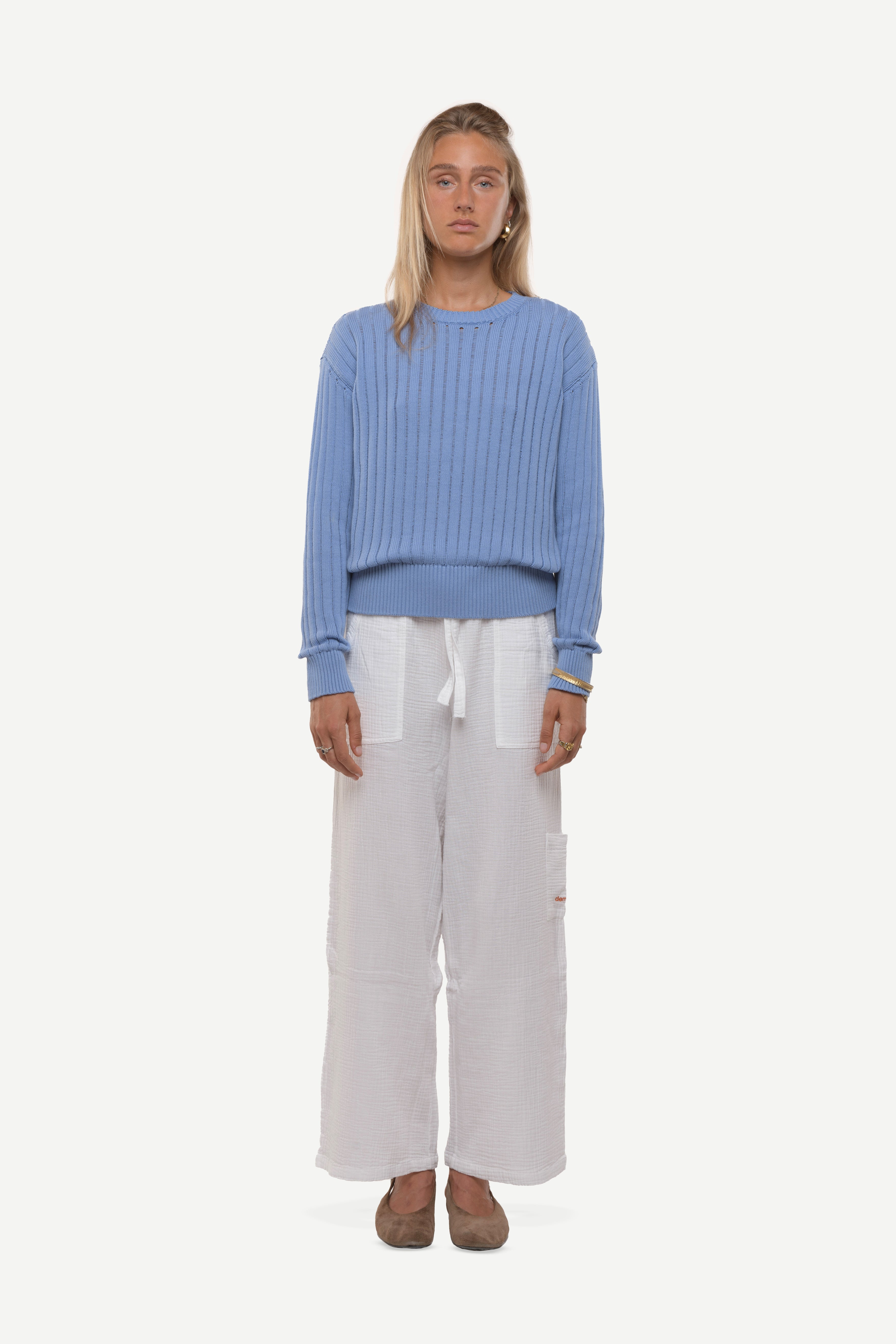 Calobra Open Knit Blue Sweater