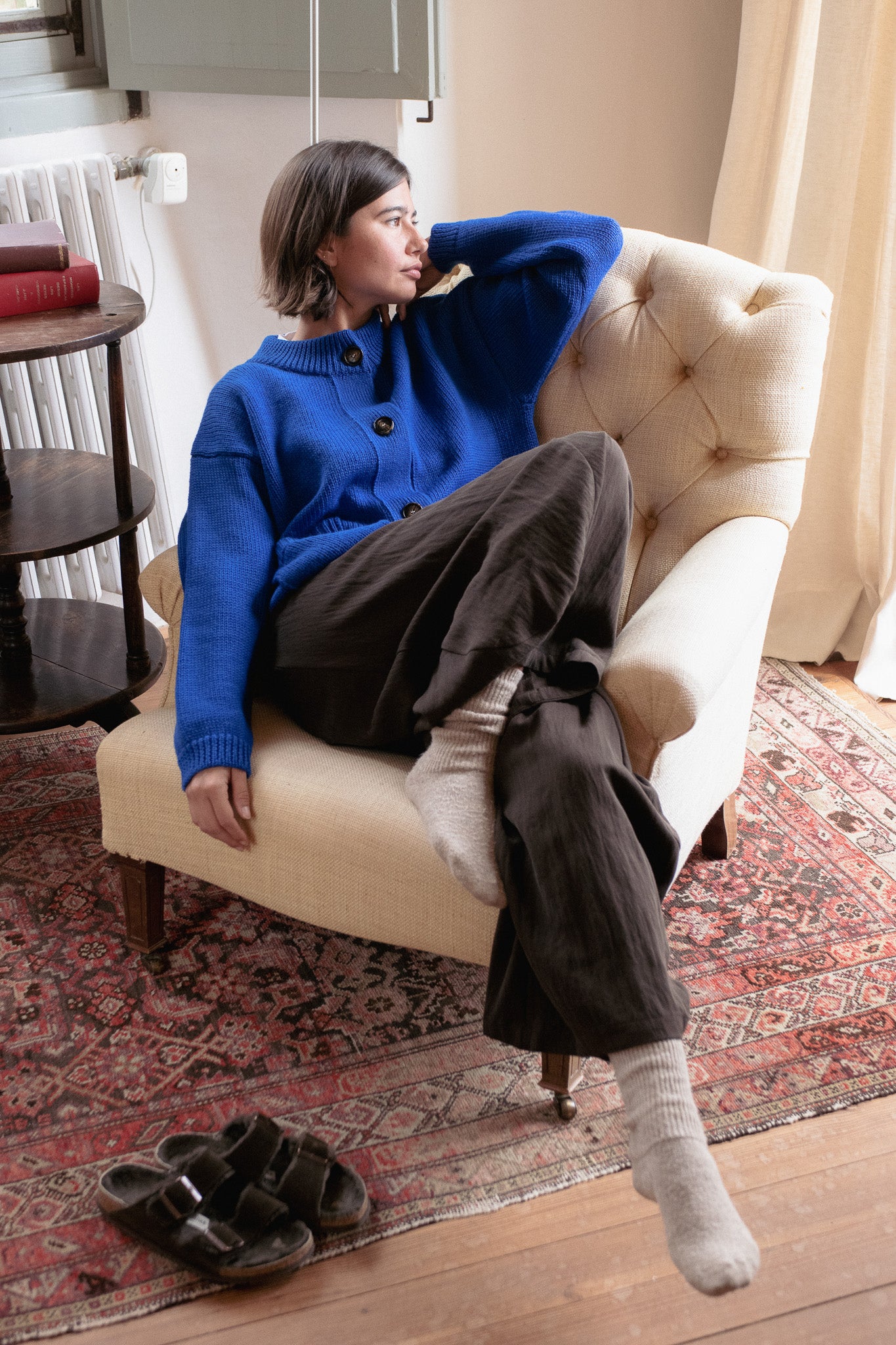 Creta Blue Wool Cardigan
