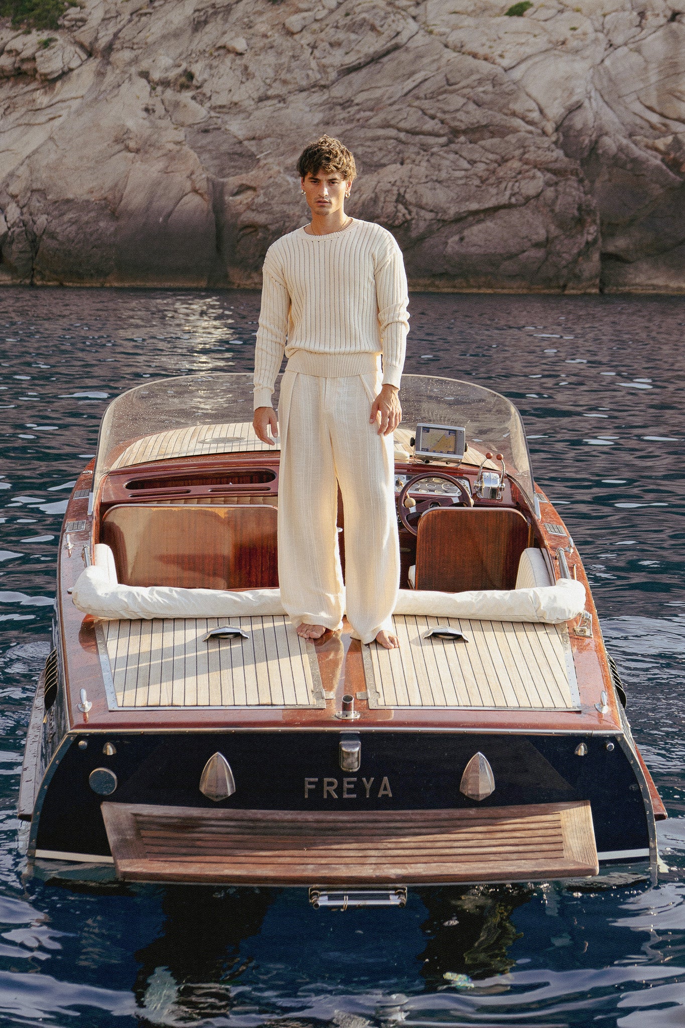 Calobra Open Knit Beige Sweater