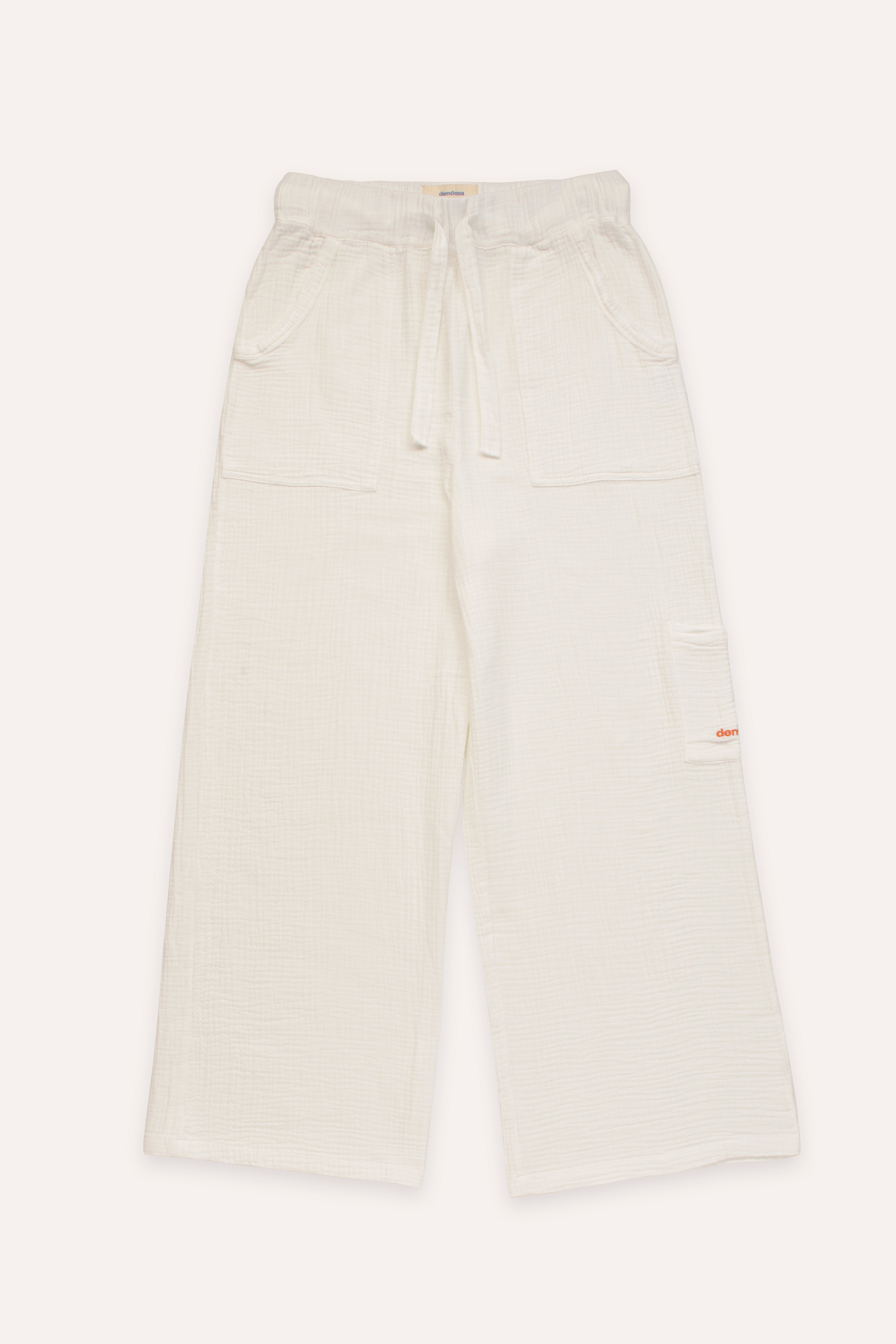 White cotton pants on a white background